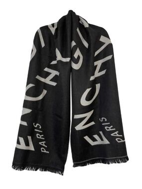 Givenchy chevron logo pattern wool scarf men women black grey Paris